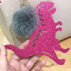 COACH GLITTERY PINK DINOSAUR KEYCHAIN